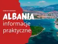 Piękna zatoka w Albanii, z tekstem "ALBANIA informacje praktyczne". Czy w Albanii jest bezpiecznie? Tak, to wspaniałe miejsce na wakacje.