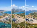 Trzy lotniska na Sardynii: Cagliari, Olbia i Alghero, z widokiem na morze i góry.