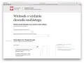 Formularz wniosku o wydanie dowodu osobistego. Wybierasz powód ubiegania się o nowy dokument i urząd, gdzie chcesz go odebrać.