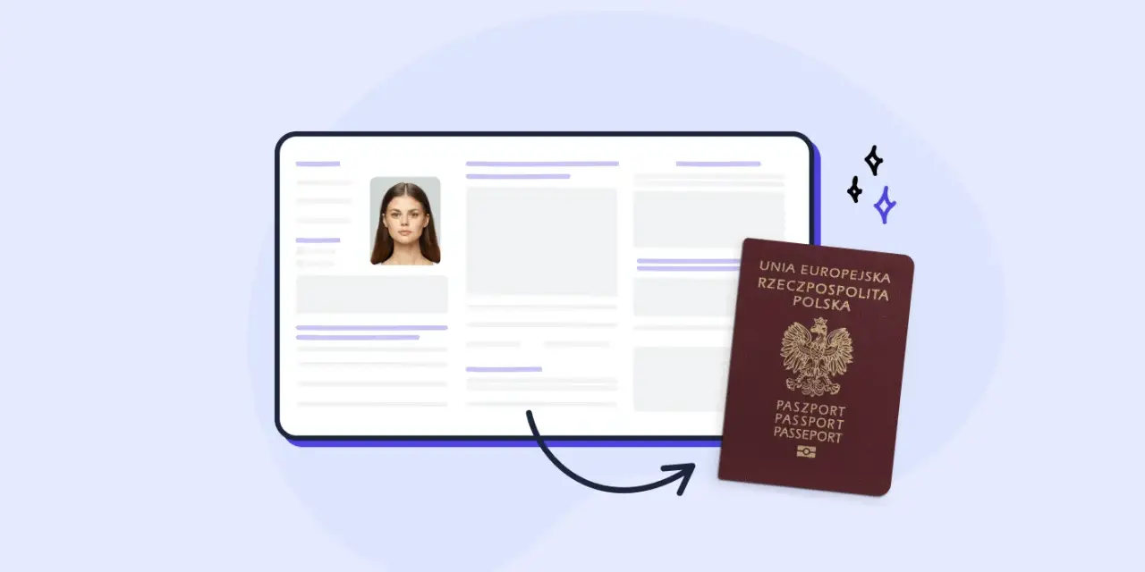 Elektroniczny wniosek o paszport online z danymi i zdjęciem.