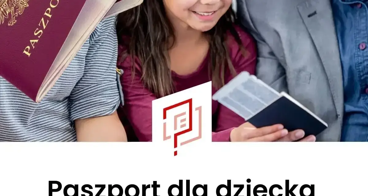 Rodzina z paszportem dla dziecka, gotowa na podróż.