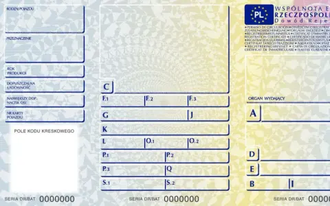 Dowód rejestracyjny pojazdu z danymi o jego rodzaju, przeznaczeniu i roku produkcji.