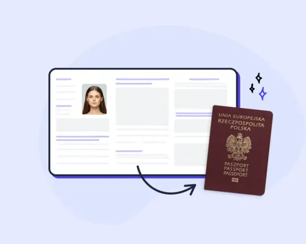Elektroniczny wniosek o paszport online z danymi i zdjęciem.