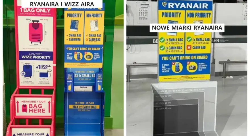 Porównanie miarki bagażu rejestrowanego Ryanair i Wizz Air. Sprawdź, jak mierzyć bagaż, by uniknąć dopłat.