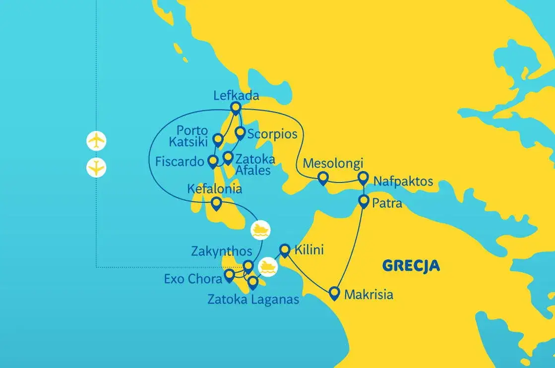Mapa lotów Polska Zakynthos