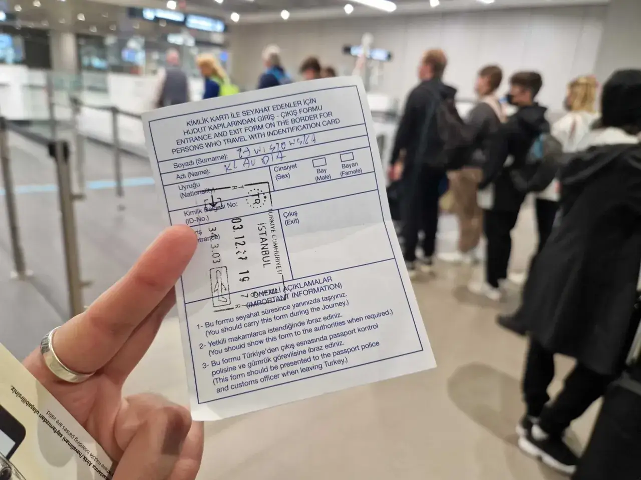 Turecka pieczątka wjazdowa na kartce papieru