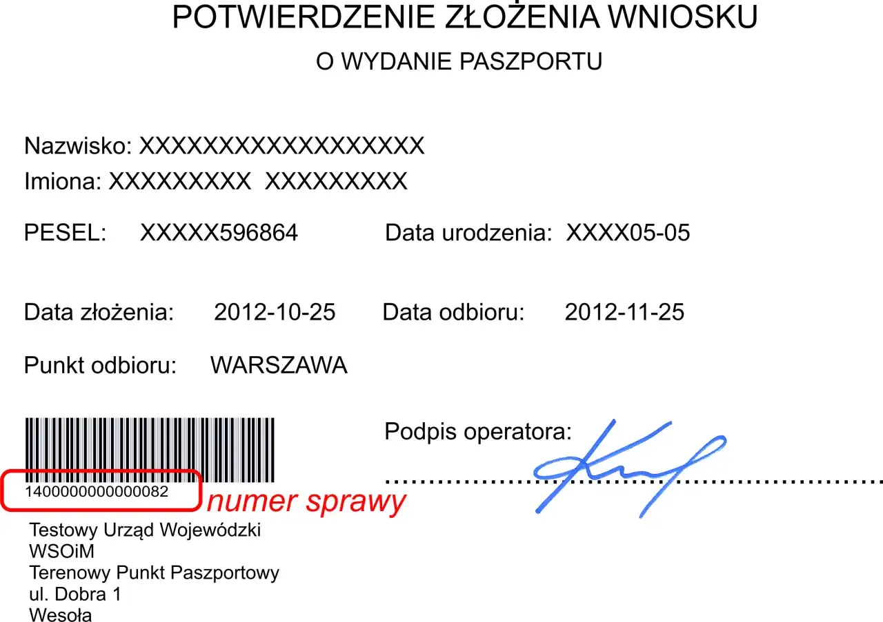potwierdzenie złożenia wniosku paszportowego