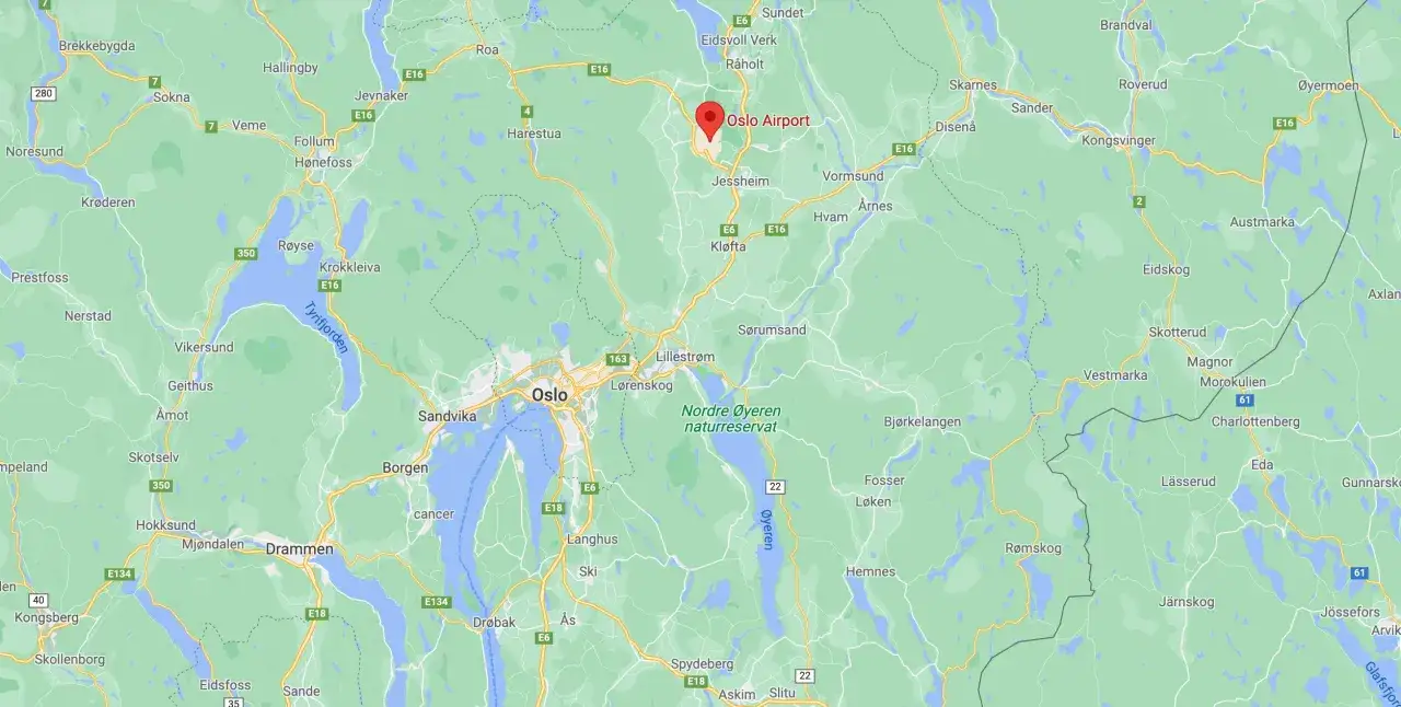 lotniska oslo mapa dojazd